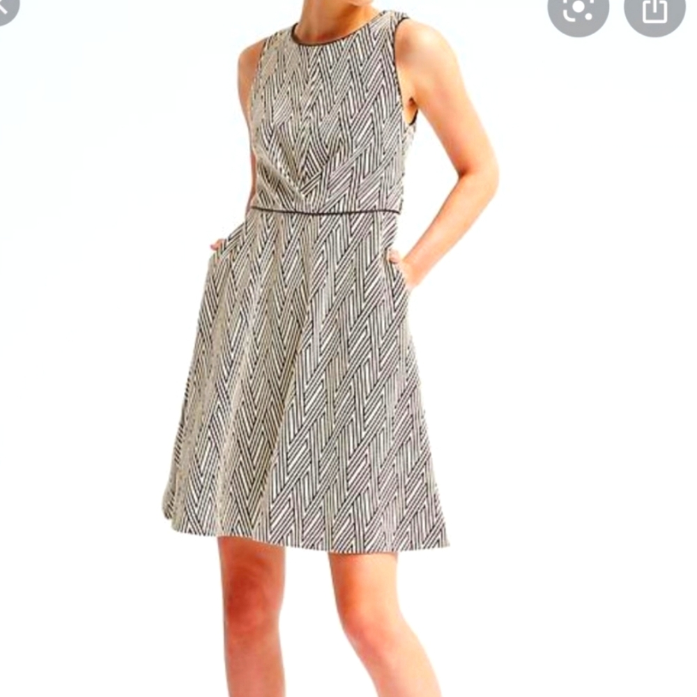 Banana Republic Geometric Fit And Flare Dress